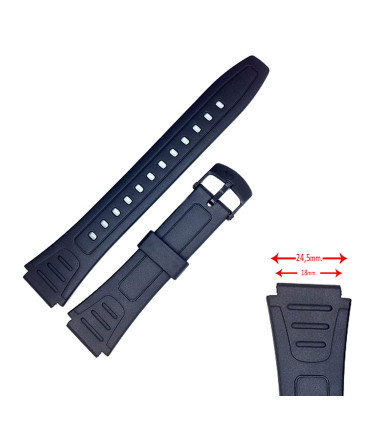 Pulseira de relógio borracha Casio compatível com W-800H Ref 738EA2 18mm 10268612