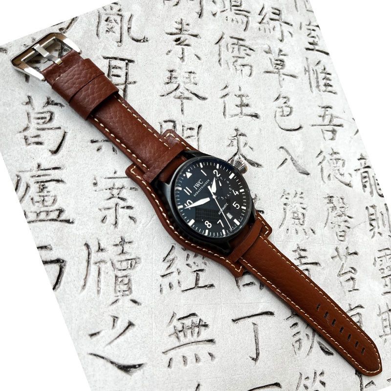Bracelet Montre Noir En Cuir Buffle Véritable 16 Mm – Neuf Sans étiquette – Remplacement Classique